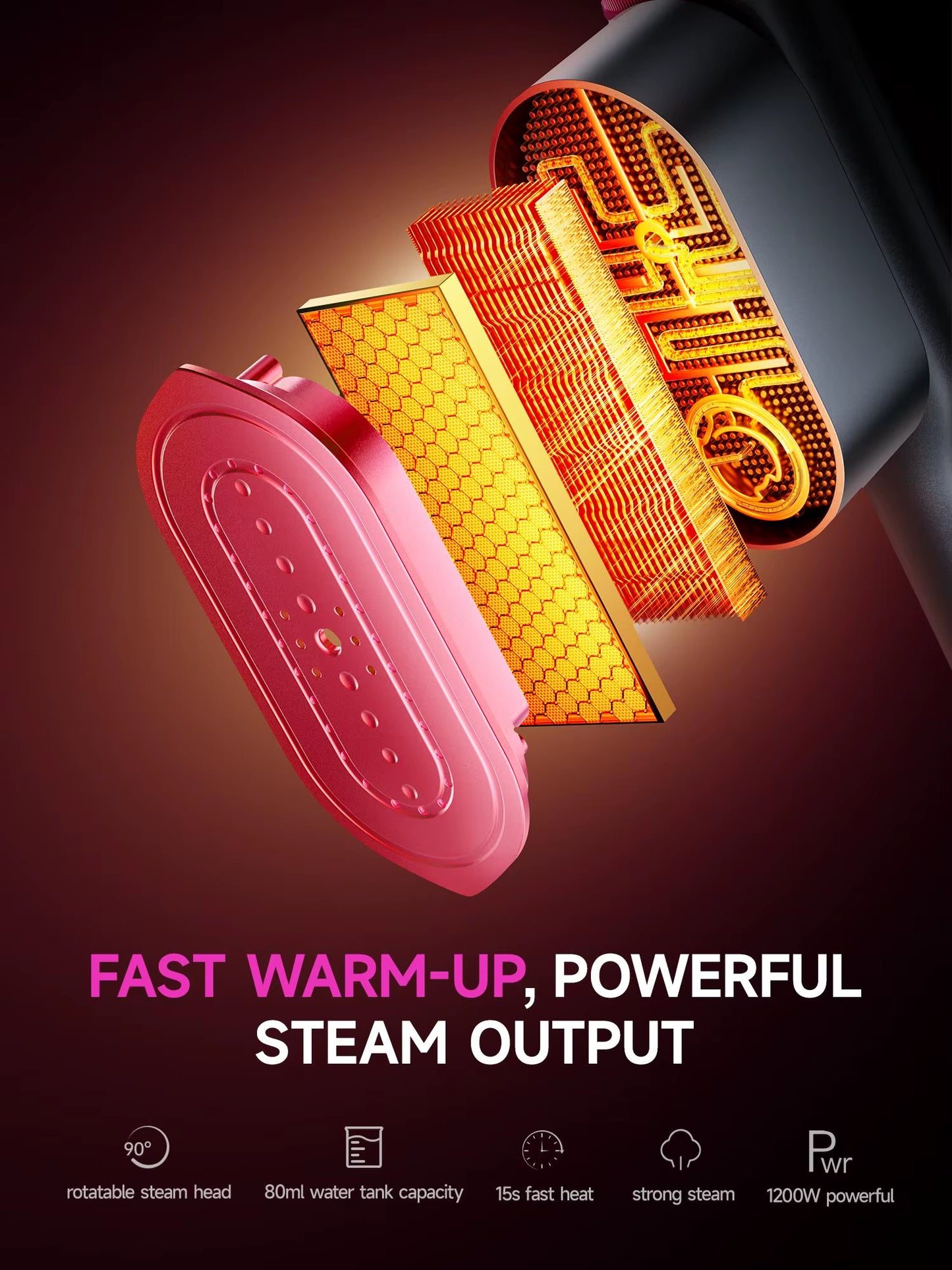 Dr Flash Electric Portable Garment Steamer 1200W with Rapid Heat-Up Handheld Clothes Steamer for Home Hotel Travel Use