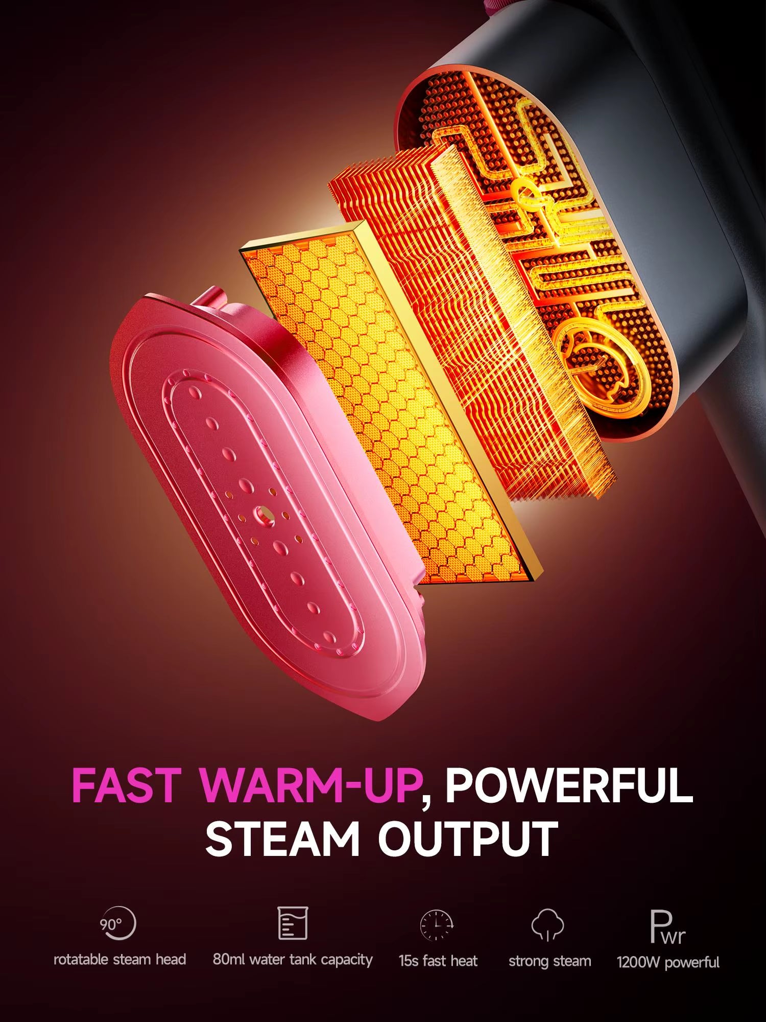 Dr Flash Electric Portable Garment Steamer 1200W with Rapid Heat-Up Handheld Clothes Steamer for Home Hotel Travel Use