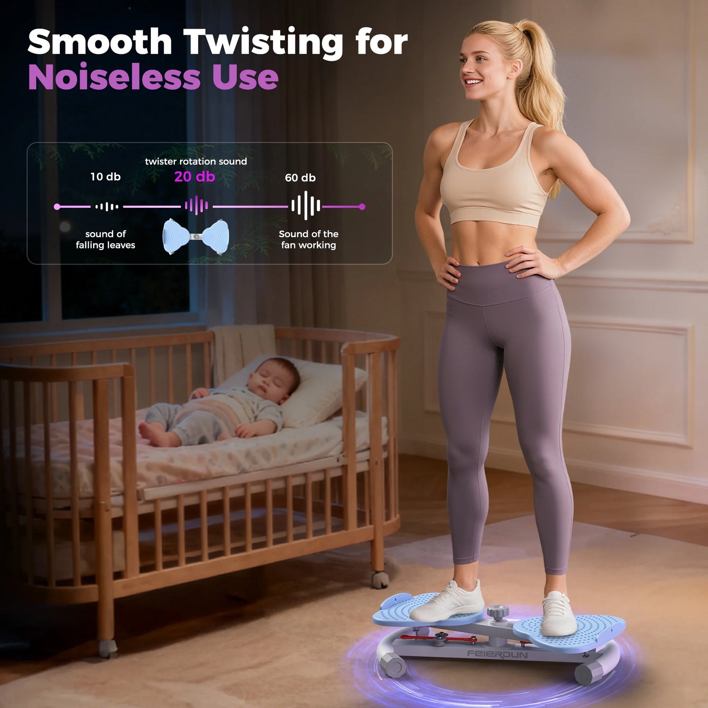 Slim Waist Twister - 330 Lbs Silent Ab Toner Machine for Women, Core Workout Board, Home Gym Equipment for Hourglass Figure & Love Handle Reduction, Blue