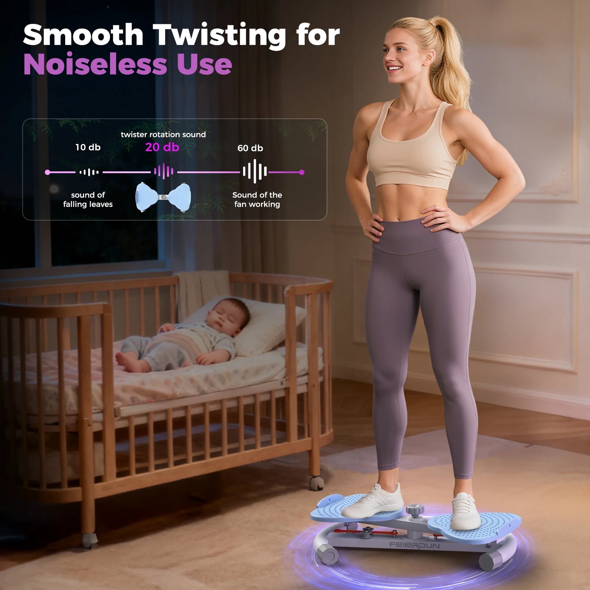 Slim Waist Twister - 330 Lbs Silent Ab Toner Machine for Women, Core Workout Board, Home Gym Equipment for Hourglass Figure & Love Handle Reduction, Blue
