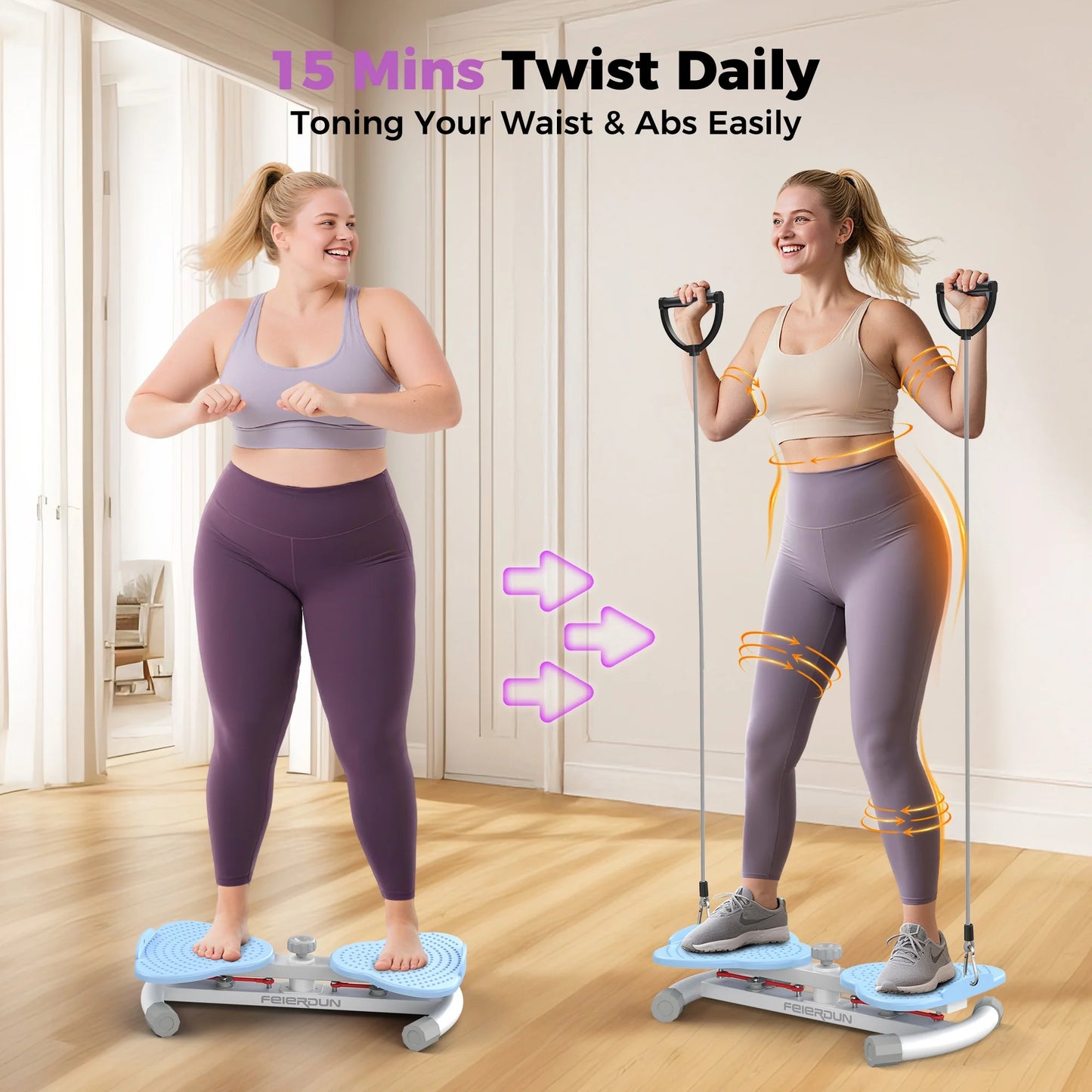 Slim Waist Twister - 330 Lbs Silent Ab Toner Machine for Women, Core Workout Board, Home Gym Equipment for Hourglass Figure & Love Handle Reduction, Blue